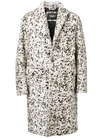 Dsquared2 Printed Single-breasted Coat In Neutrals