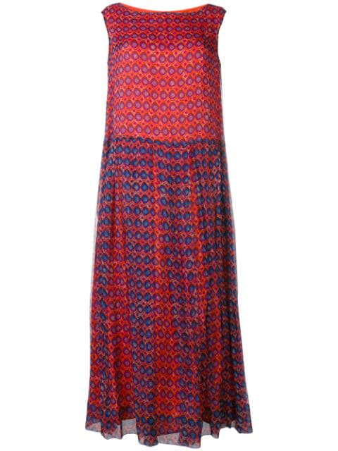 Aspesi Geometric Print Maxi Dress In Red | ModeSens