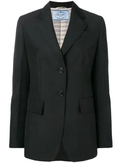 Prada Oversized Wool-blend Fringe Jacket In Black
