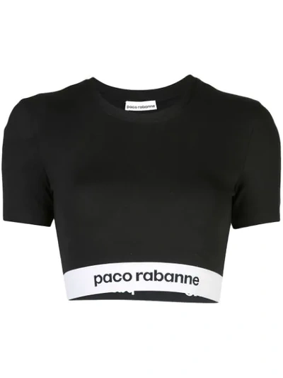 Paco Rabanne Black Cropped Active Logo Sport Top