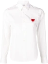 Comme Des Garçons Play Womens White Heart-embroidered Cotton Shirt L