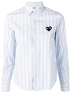 COMME DES GARÇONS PLAY EMBROIDERED HEART STRIPED SHIRT