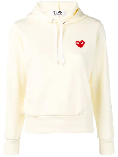 Comme Des Garçons Play Heart-embroidered Pullover Hoodie In Ivory