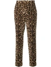 Dolce & Gabbana Animal Print Wool Trousers In Brown