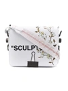OFF-WHITE SCULPTURE标语棉质印花单肩包 - 白色