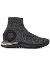 Ferragamo Ladies Cerise Gancini Glitter Sneakers In Silver