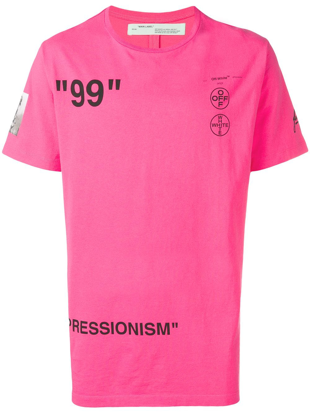Off-white Slim-fit Printed Cotton-jersey T-shirt - Pink | ModeSens