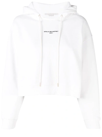 Stella Mccartney Cropped Printed Organic Cotton-jersey Hoodie In White