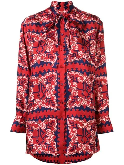 Valentino Bandana-print Twill Button-front Blouse In Mby