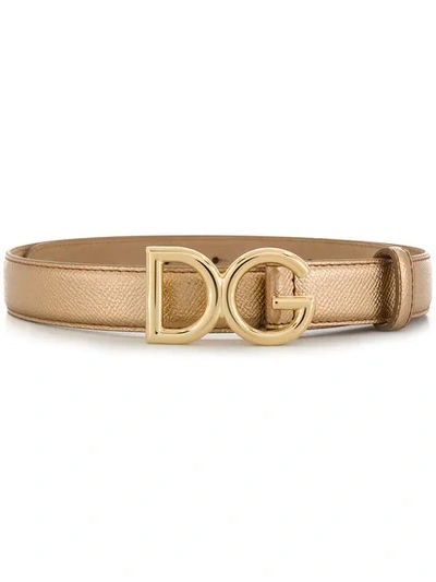 Dolce & Gabbana Plaque Buckle Belt In Gold