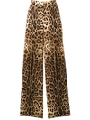 Dolce & Gabbana High-waisted Leopard-print Wool-blend Culottes In Brown
