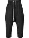 RICK OWENS CROPPED DROPPED CROTCH TROUSERS