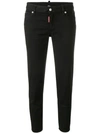 Dsquared2 Black Denim Skinny Cropped Jeans In Black