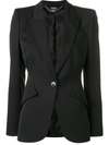 Alexander Mcqueen Womens Black Single-breasted Crepe Blazer 10