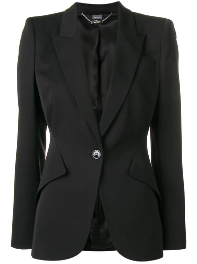 Alexander Mcqueen Womens Black Single-breasted Crepe Blazer 10