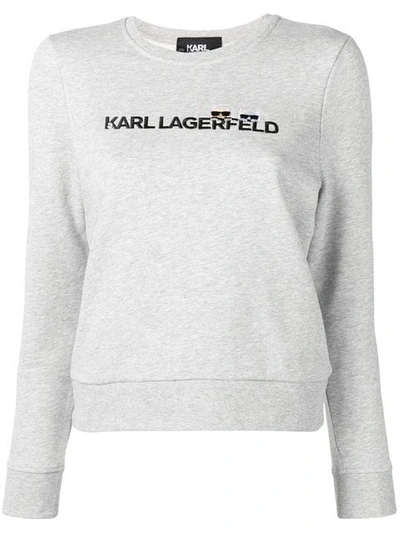 Karl Lagerfeld Embroidered Logo Sweatshirt - 灰色 In Grey