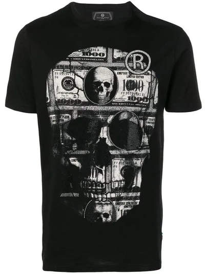 Philipp Plein T-shirt Round Neck Ss Dollar In Black