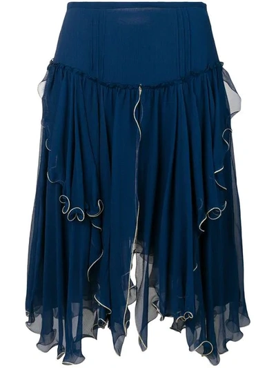 See By Chloé Layered Asymmetric Skirt In Blue