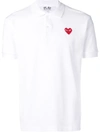 Comme Des Garçons Play Heart Patch Polo Shirt In White