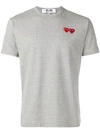 Comme Des Garçons Play Comme Des Garcons Play Grey And Red Double Heart T-shirt In Grey