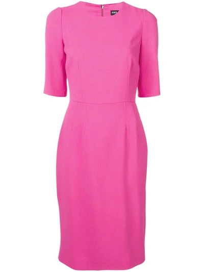 Dolce & Gabbana Shortsleeved Midi Dress In Pink