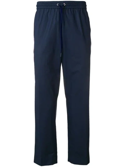 Kenzo Cropped Tapered Trousers In Blue