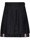 Thom Browne Asymmetric Pleated Miniskirt In Blue