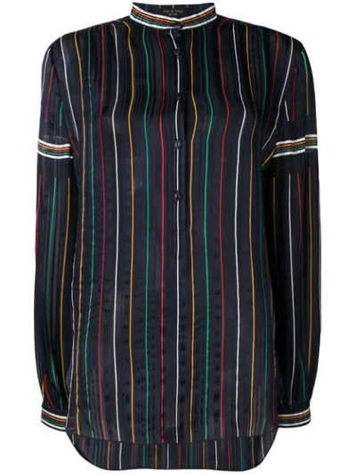 Rag & Bone Austin Striped Button-front Silk Top In Blue