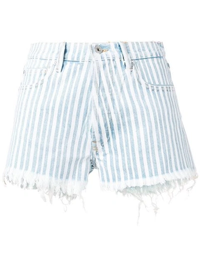 Off-white Diag Striped Denim Shorts In Blue