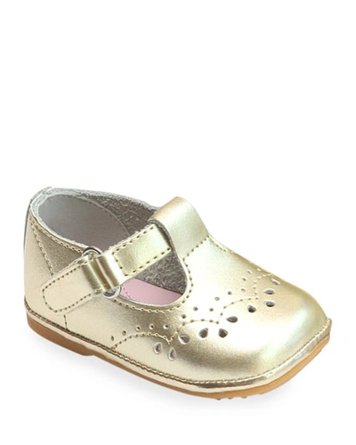 L'AMOUR SHOES GIRL'S BIRDIE METALLIC LEATHER T-STRAP BROGUE MARY JANE, BABY,PROD218340162