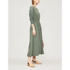 SPORTMAX DUCCIO RUCHED-SLEEVE FLARED WOVEN DRESS