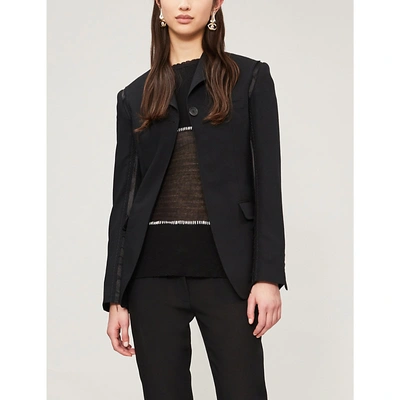 Ann Demeulemeester Contrast-stitch Cotton And Cashmere-blend Jumper In Black