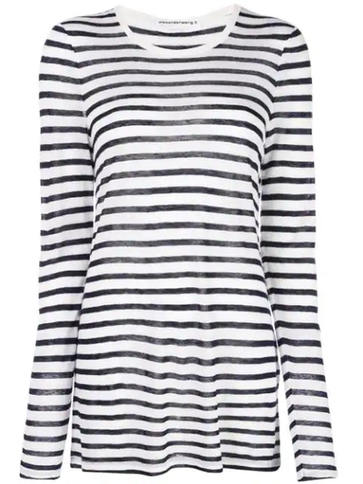 Alexander Wang T Striped Cut Out Top In Blue