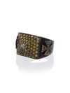 LOREE RODKIN 18K GOLD AND TOPAZ PYRAMID PAVE RING
