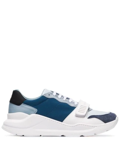 Burberry Men's Regis Neoprene Low-top Trainers W/ Exaggerated Sole, Blue