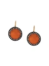 ANDREA FOHRMAN CARNELIAN AND GREY SAPPHIRE BUTTON EARRINGS