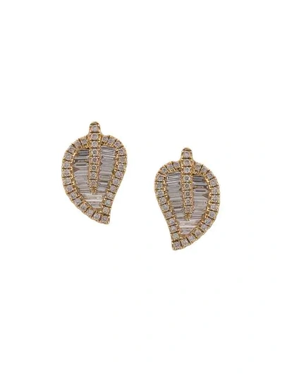 Anita Ko 18kt Yellow Gold Diamond Leaf Studs