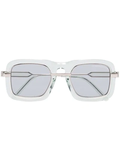 Calvin Klein 205w39nyc Mint Green Thick Framed Tinted Sunglasses In 绿色