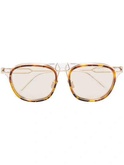 Calvin Klein 205w39nyc Tortoiseshell And Metal Rounded Navigator Sunglasses In 棕色