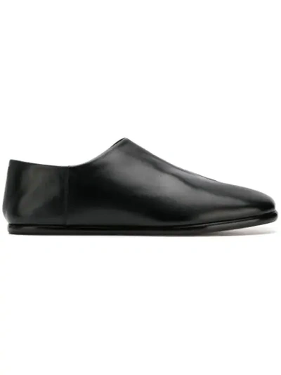 Maison Margiela 10mm Tabi Leather Babouche Shoes In Gray