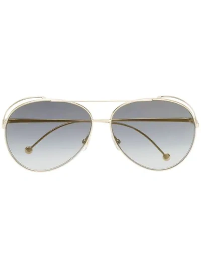 Fendi Aviator Frame Sunglasses In 金色