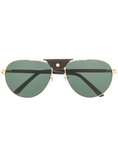 Cartier Santos De  Aviator-frame Sunglasses In Gold