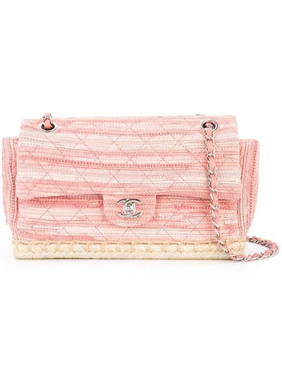 Pre-owned Chanel 2010-2011 Espadrille Quilted Shoulder Bag In Pink