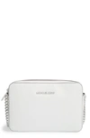 Michael Michael Kors 'large Jet Set' East/west Saffiano Crossbody Bag - White In Optic White