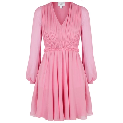 Giambattista Valli Gathered Silk-chiffon Mini Dress In Pink