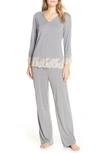 Natori Luxe Shangri La Two-piece Pajama Set In Ht Grey/ Cocoon