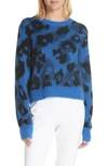 Rag & Bone Leopard-print Mohair-blend Crewneck Sweater In Bright Blue