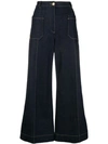 NINA RICCI NINA RICCI CROPPED WIDE-LEG JEANS - 蓝色