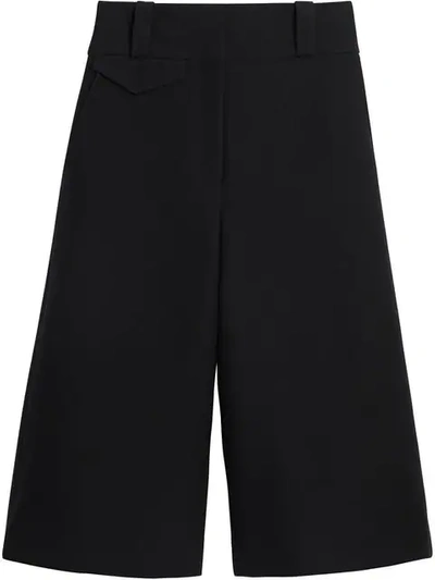 Burberry Wool Silk Wide-leg Culottes In Black