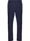 Prada Light Stretch Technical Fabric Trousers In Blue